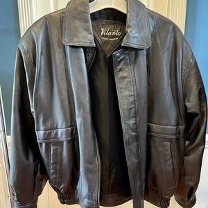 Men’s Vilanto Leather Bomber Jacket Black